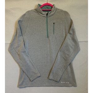 Free Fly Pullover Mens Large Gray Bamboo Performance Quarter Zip Stretch STAIN